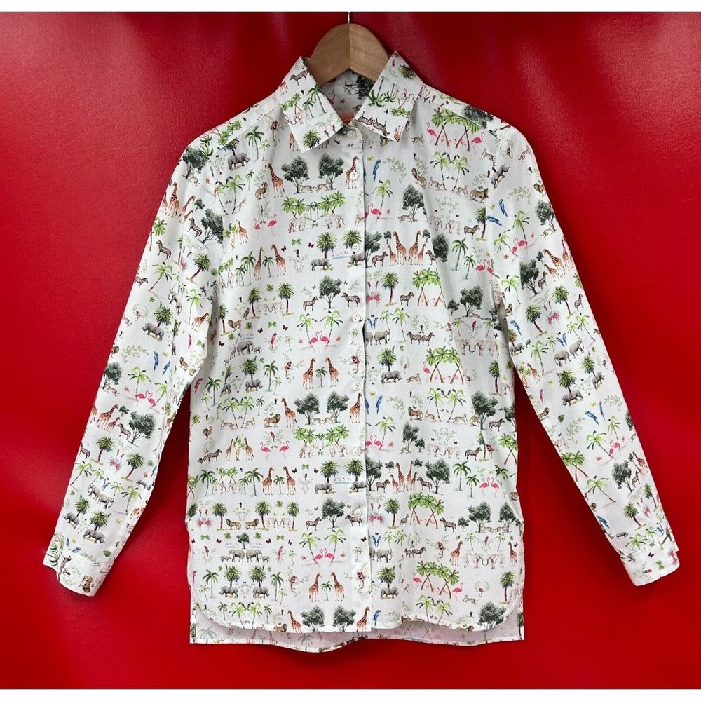Vilagallo 100% Cotton Dover Exclusive Safari Print Long Sleeve Shirt Sz 40 US Lg